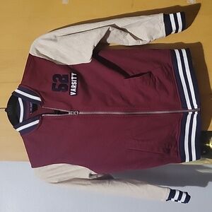 Chidren's Place Varsity jacket, light weight, cotton, Burgandy, boys size 7/8